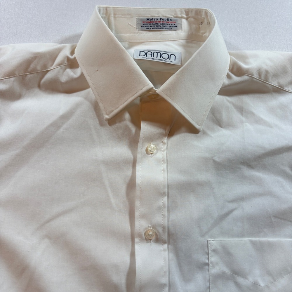 Damon Dress Shirt Mens 16 White Metro Poplin Cotton Blend Long Sleeve Button Up